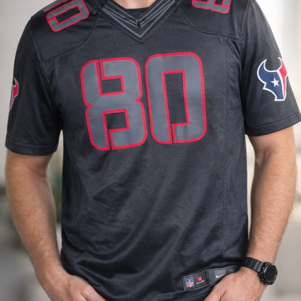 Nike Houston Texans #80 Stitched On-Field Jersey Black Men’s Large NFL